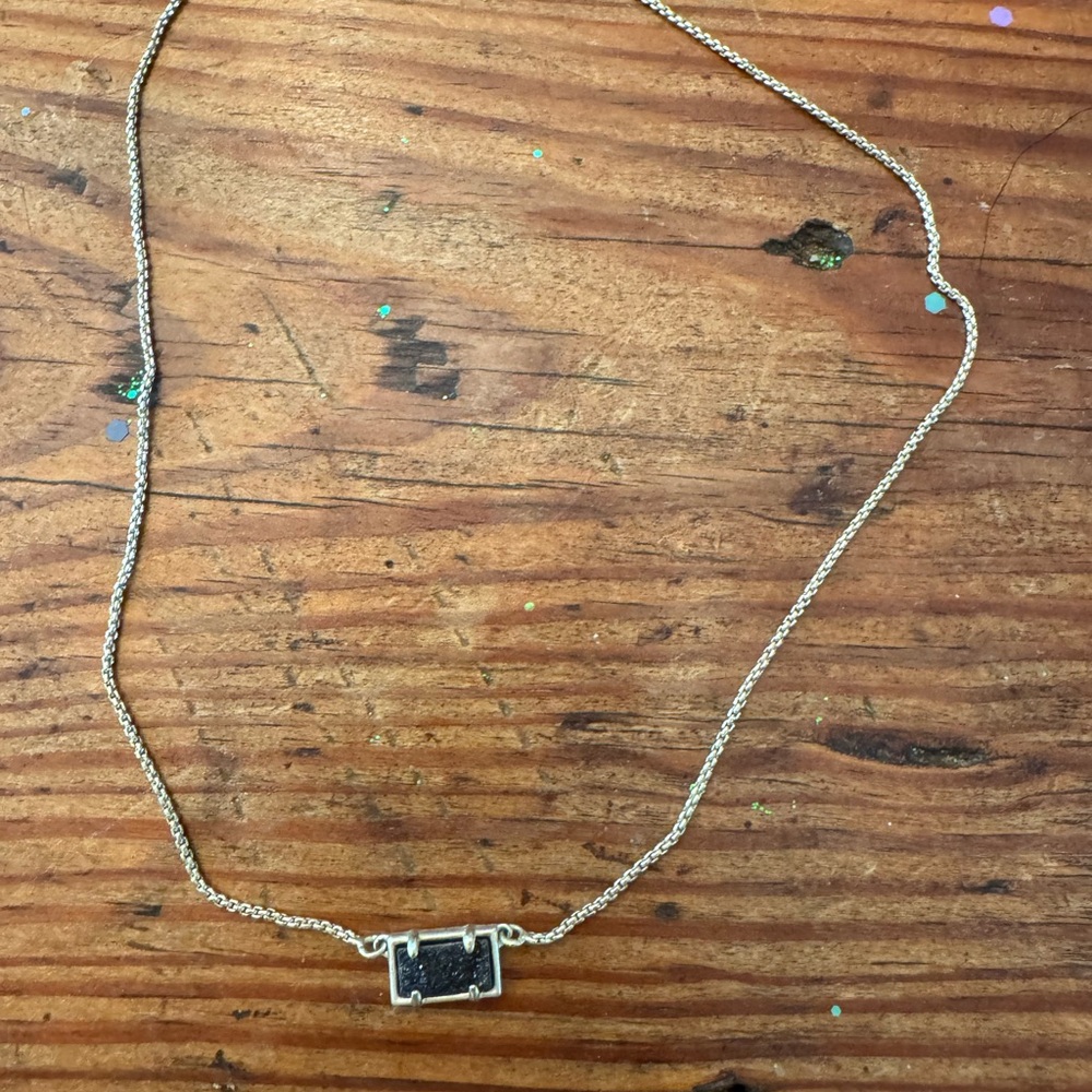 Kendra Scott gold Necklace with Black drusy